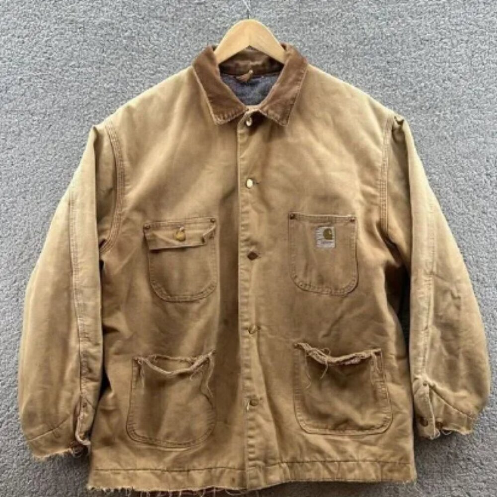 Carhartt Vintage 70’s Distressed Chore Coat Blanket Lined Made In USA Size 42
